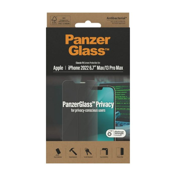 Vetro temperato Privacy AB per iPhone 13 Pro Max, 14 Plus, PanzerGlass