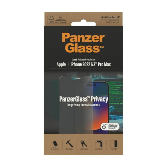 Vetro temperato Privacy AB per iPhone 14 Pro Max, PanzerGlass