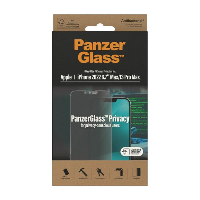 Vetro temperato UWF Privacy AB per iPhone 13 Pro Max, 14 Plus, PanzerGlass