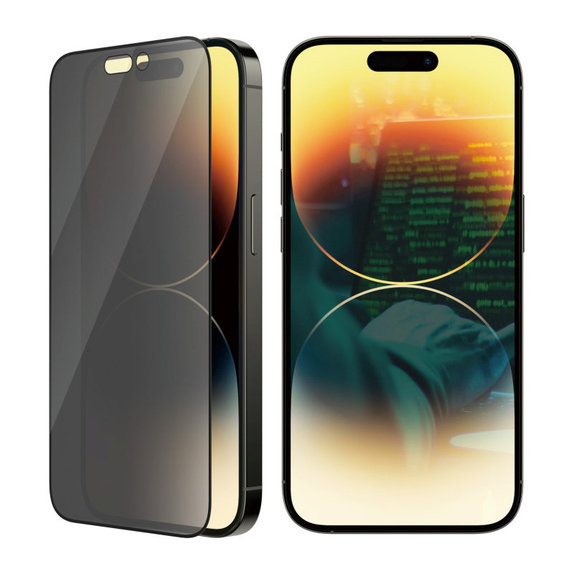Vetro temperato UWF Privacy AB con applicatore per iPhone 14 Pro, Nero, PanzerGlass
