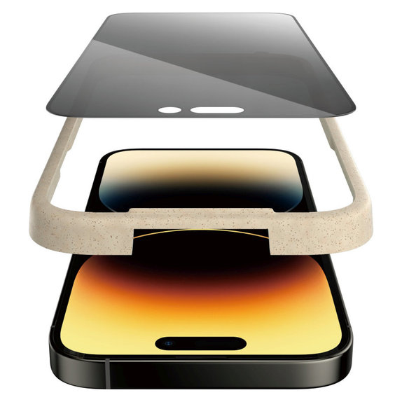 Vetro temperato UWF Privacy AB con applicatore per iPhone 14 Pro, Nero, PanzerGlass