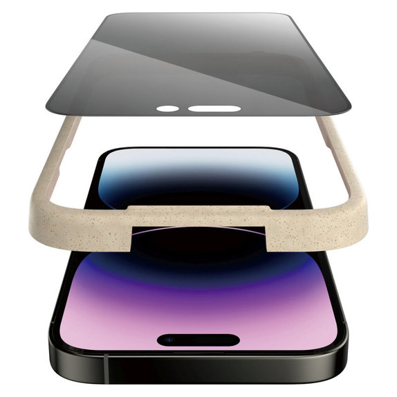 Vetro temperato UWF Privacy AB con applicatore per iPhone 14 Pro Max, Nero, PanzerGlass
