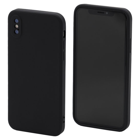 Custodia in silicone per iPhone X, XS, Black, FixPremium