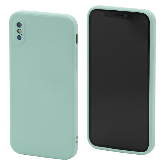 Custodia in silicone per iPhone X, XS, Light Cyan, FixPremium