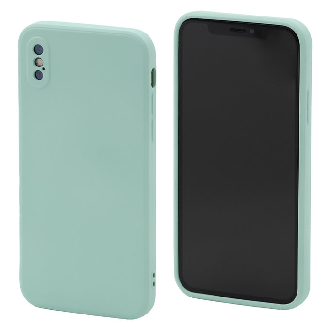 Custodia in silicone per iPhone X, XS, Light Cyan, FixPremium