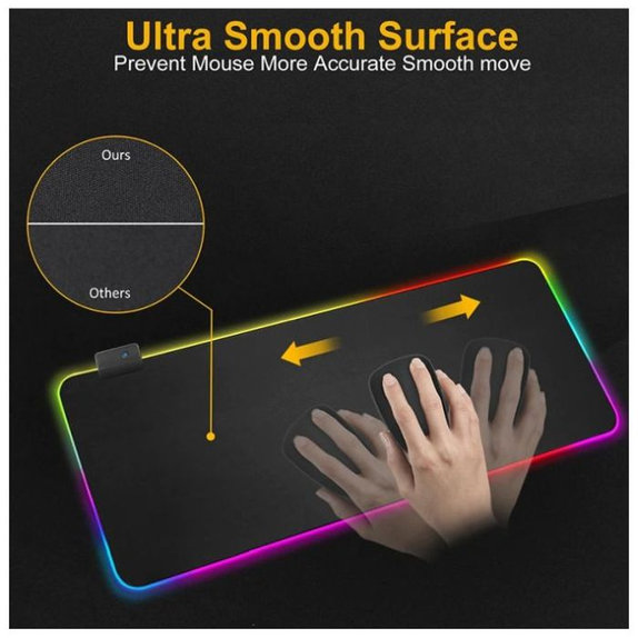 Tappetino per mouse e tastiera con RGB 90x40cm, Black, FixPremium