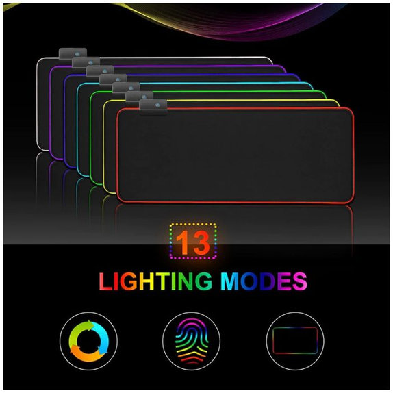 Tappetino per mouse e tastiera con RGB 90x40cm, Black, FixPremium