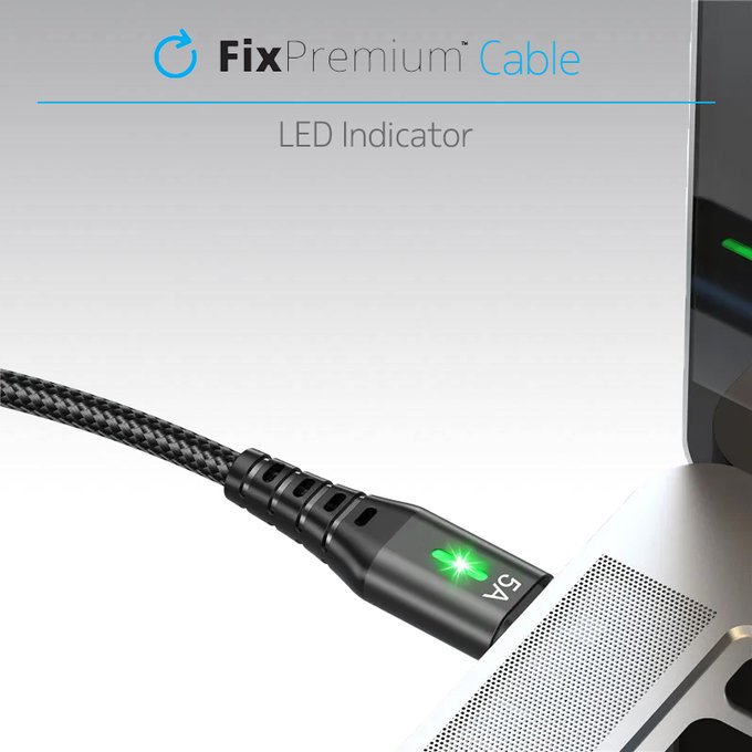 Cavo da USB-C a USB con indicatore LED 1m, Black, FixPremium