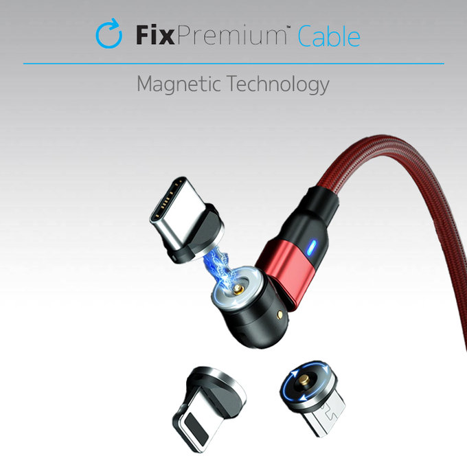Cavo magnetico da USB-C a USB-C 1m, Red, FixPremium