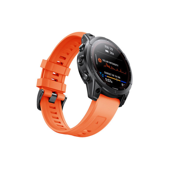 Cinturino in silicone per Garmin QuickFit 26mm, Orange, FixPremium