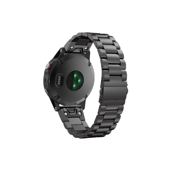 Cinturino Stainless Steel per Garmin QuickFit 22mm, Black, FixPremium
