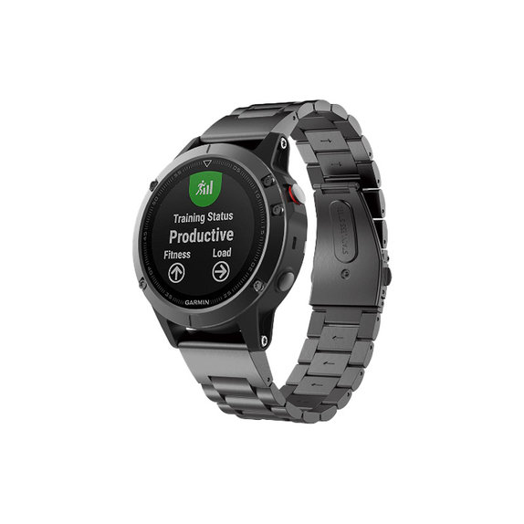 Cinturino Stainless Steel per Garmin QuickFit 22mm, Black, FixPremium