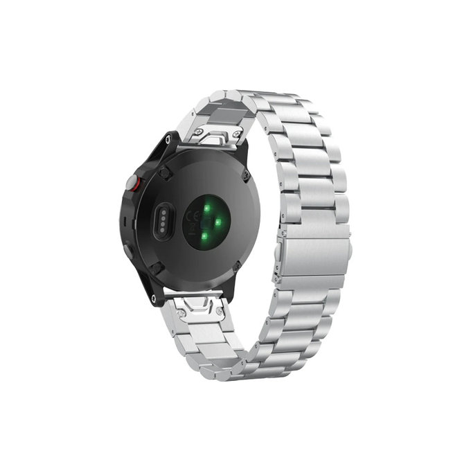 Cinturino Stainless Steel per Garmin QuickFit 22mm, Silver, FixPremium