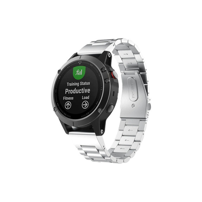 Cinturino Stainless Steel per Garmin QuickFit 22mm, Silver, FixPremium