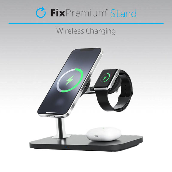 Supporto MagSafe 3in1 per iPhone, Apple Watch e AirPods, Black, FixPremium