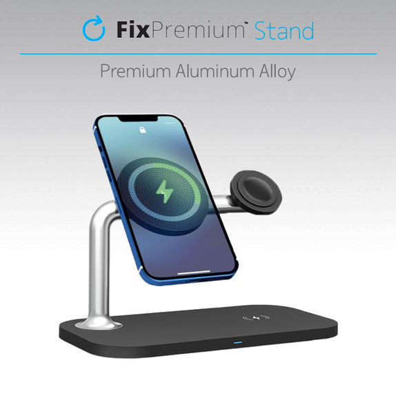 Supporto MagSafe 3in1 per iPhone, Apple Watch e AirPods, Black, FixPremium