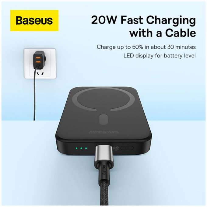 PowerBank MagSafe 6000mAh, Black, Baseus
