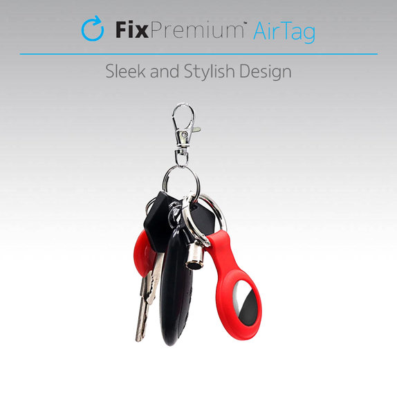 Portachiavi in silicone per AirTag, Black, FixPremium