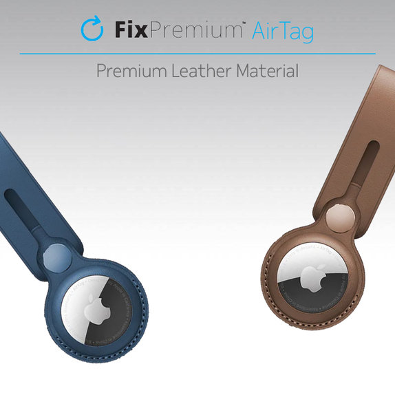 Portachiavi in pelle per AirTag, Blue, FixPremium