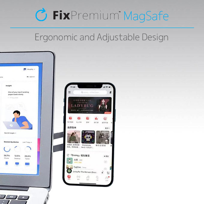 Supporto MagSafe per iPhone per notebook, Black, FixPremium