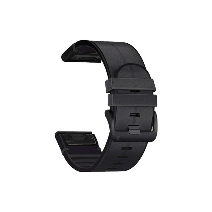Cinturino in pelle per Garmin QuickFit 26mm, Black, FixPremium