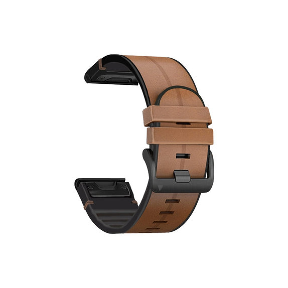 Cinturino in pelle per Garmin QuickFit 22mm, Light Brown, FixPremium