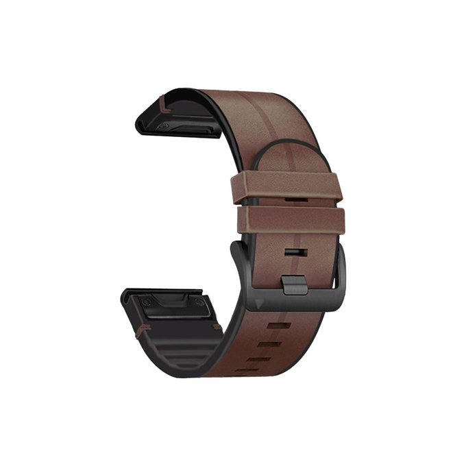 Cinturino in pelle per Garmin QuickFit 22mm, Brown, FixPremium