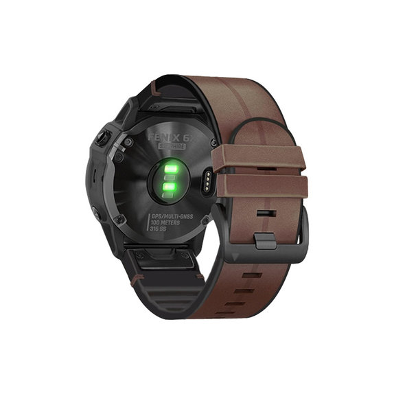Cinturino in pelle per Garmin QuickFit 22mm, Brown, FixPremium