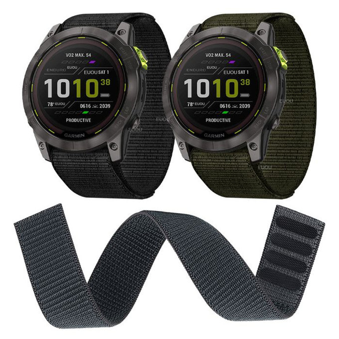 Cinturino in nylon per Garmin 22mm, Black, FixPremium