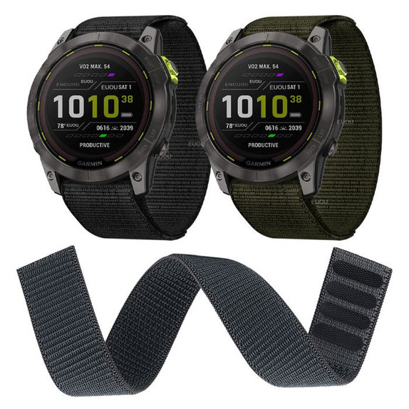 Cinturino in nylon per Garmin 26mm, Black, FixPremium