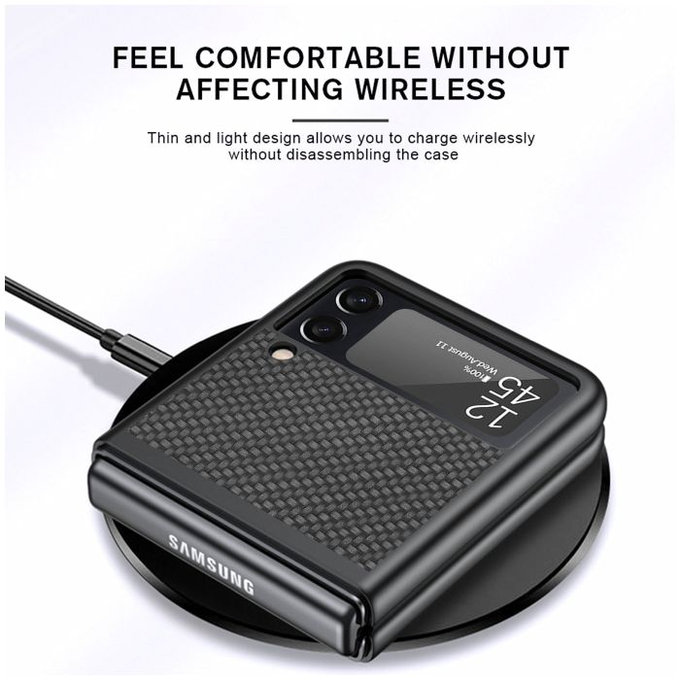 Custodia Carbon per Samsung Z Flip 4, Black, FixPremium