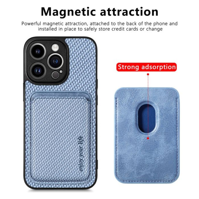 Custodia Carbon con MagSafe Wallet per iPhone 12 mini, Black, FixPremium