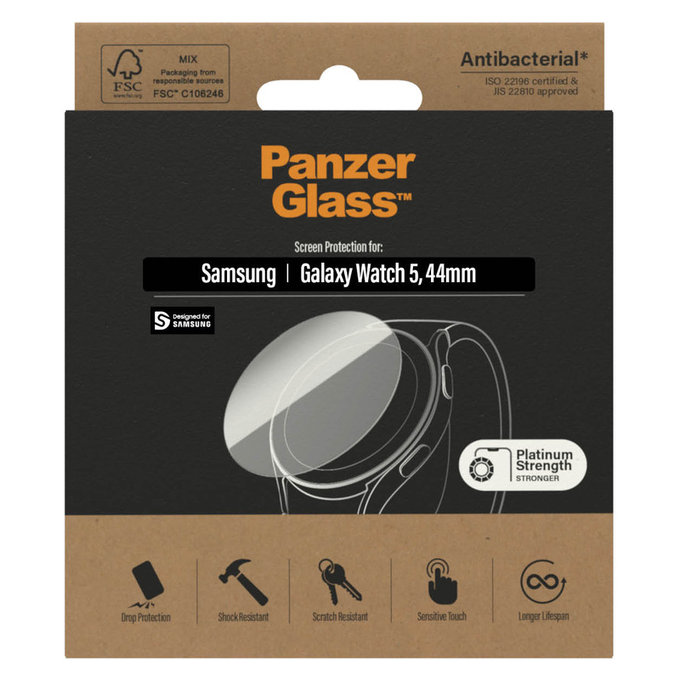 Vetro temperato Flat Glass AB per Samsung Galaxy Watch 5 44 mm, Trasparente, PanzerGlass
