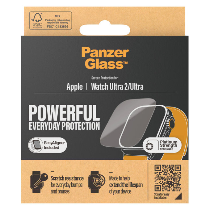 Vetro temperato AB per Apple Watch Ultra 2/Ultra, Trasparente, PanzerGlass