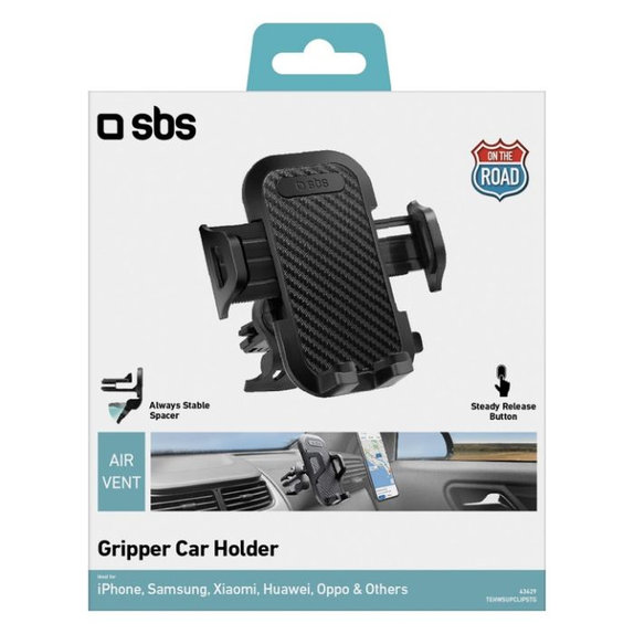 Supporto auto Gripper per griglia, Black, SBS