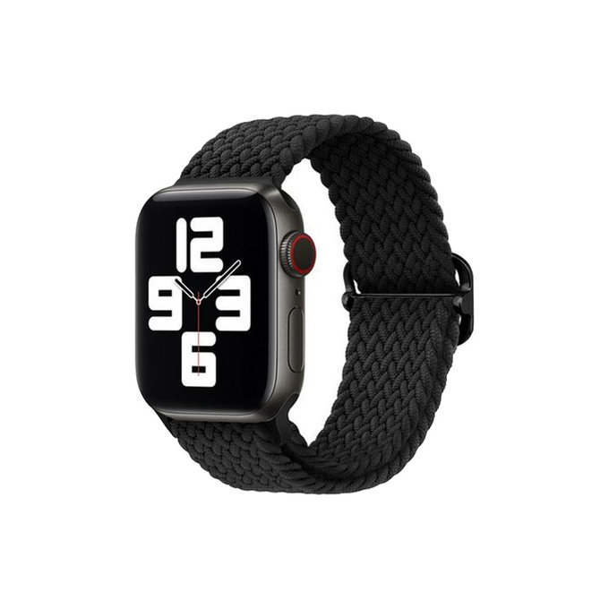 Cinturino Solo Loop per Apple Watch 42, 44, 45 e 49mm, Black, FixPremium
