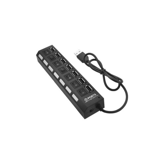 Hub USB con interruttore di alimentazione per 7 USB, Black, FixPremium