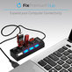 Hub USB con interruttore di alimentazione per 4 USB, Black, FixPremium