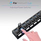 Hub USB con interruttore di alimentazione per 4 USB, Black, FixPremium