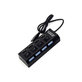 Hub USB con interruttore di alimentazione per 4 USB, Black, FixPremium