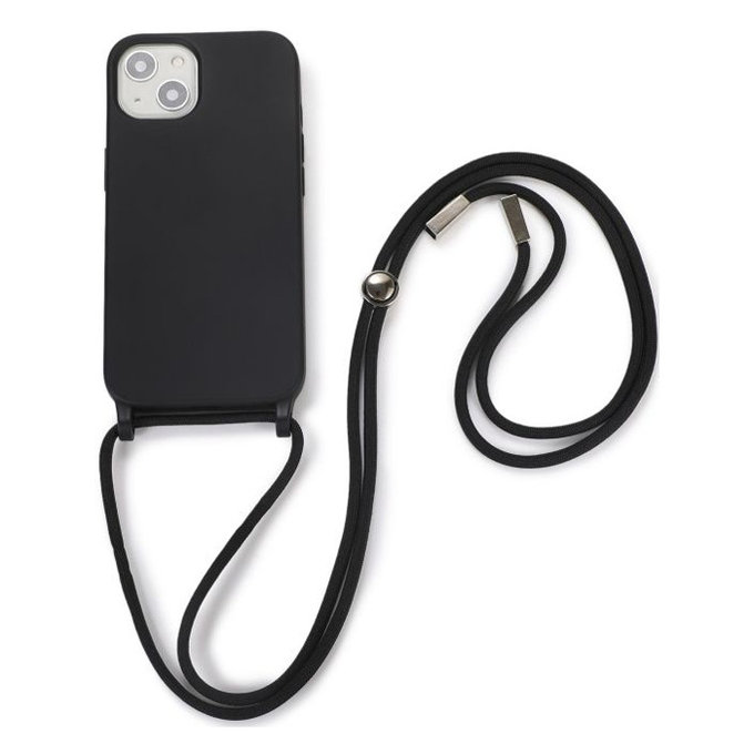 Custodia in silicone con String per iPhone 13, 14, Black, FixPremium