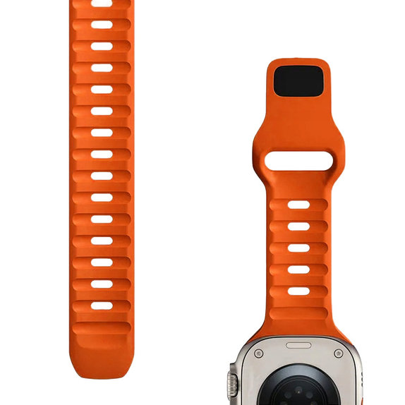 Cinturino sportivo in silicone per Apple Watch 42, 44, 45 e 49mm, Orange, FixPremium