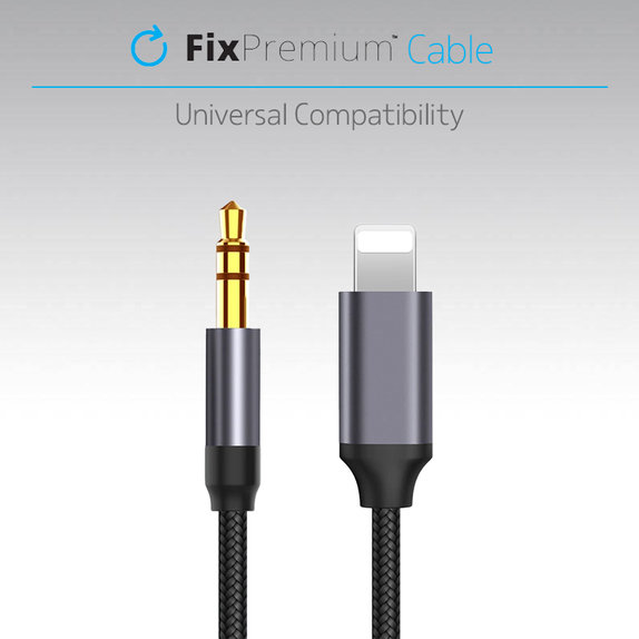 Cavo da Lightning a jack 3.5mm 1m, Black, FixPremium