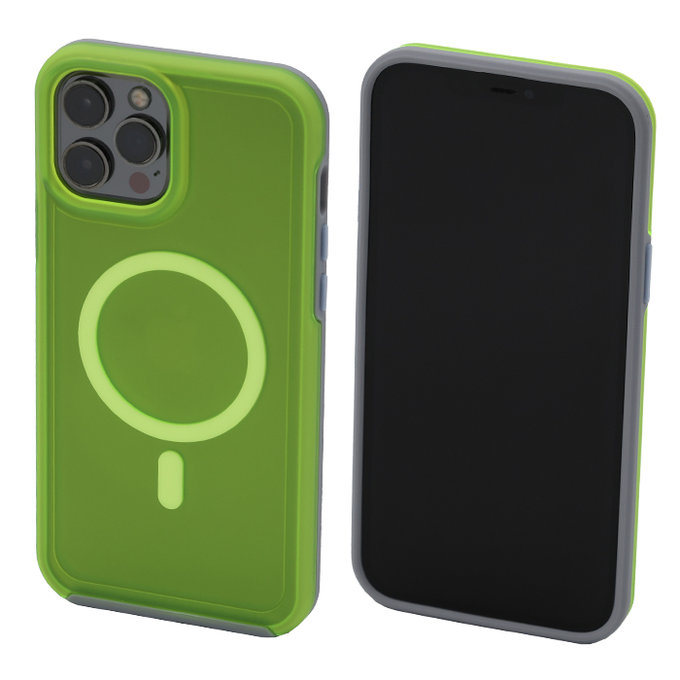 Custodia Clear con MagSafe per iPhone 12 Pro Max, Neon Green, FixPremium