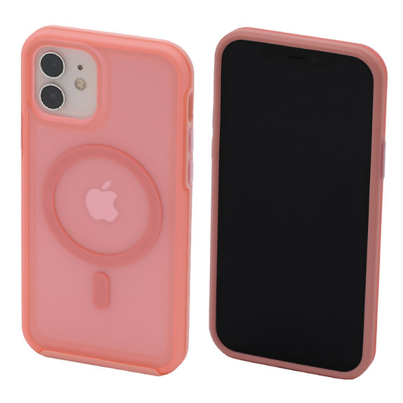 Custodia Clear con MagSafe per iPhone 12 a 12 Pro, Peach Pink, FixPremium