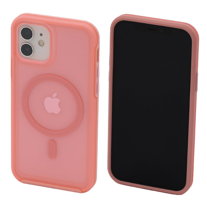Custodia Clear con MagSafe per iPhone 12 a 12 Pro, Peach Pink, FixPremium