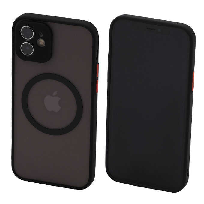 Custodia Matte con MagSafe per iPhone 12, Black, FixPremium