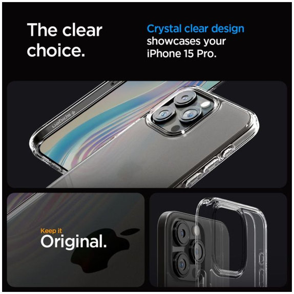 Custodia Ultra Hybrid per iPhone 15 Pro, Frost Clear, Spigen