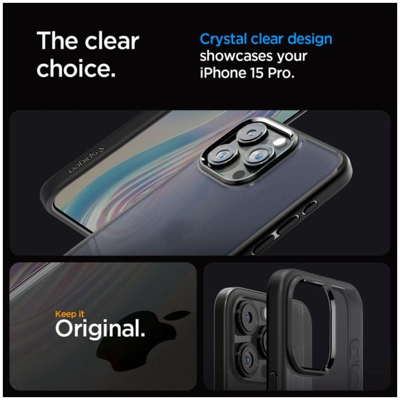 Custodia Ultra Hybrid per iPhone 15 Pro, Frost Black, Spigen