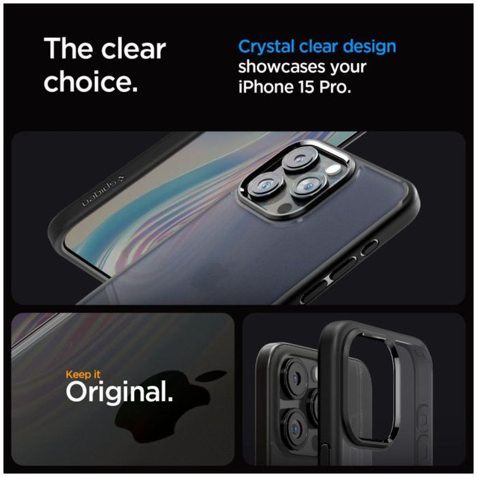 Custodia Ultra Hybrid per iPhone 15 Pro, Frost Black, Spigen